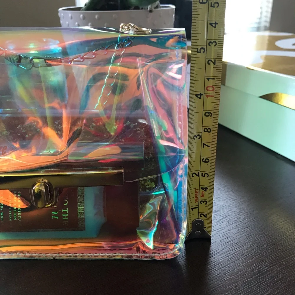 Holographic Crossbody Bag with Gold Chain - Picture 10 of 11